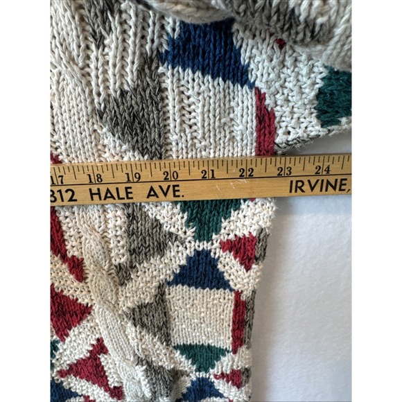 Vintage 417 Van Heusen Knitted by Hand Sweater Mens Large Chunky Grandpa 90s - Picture 4 of 7